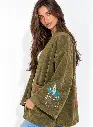Kimono verde com bordado de pássaro.webp