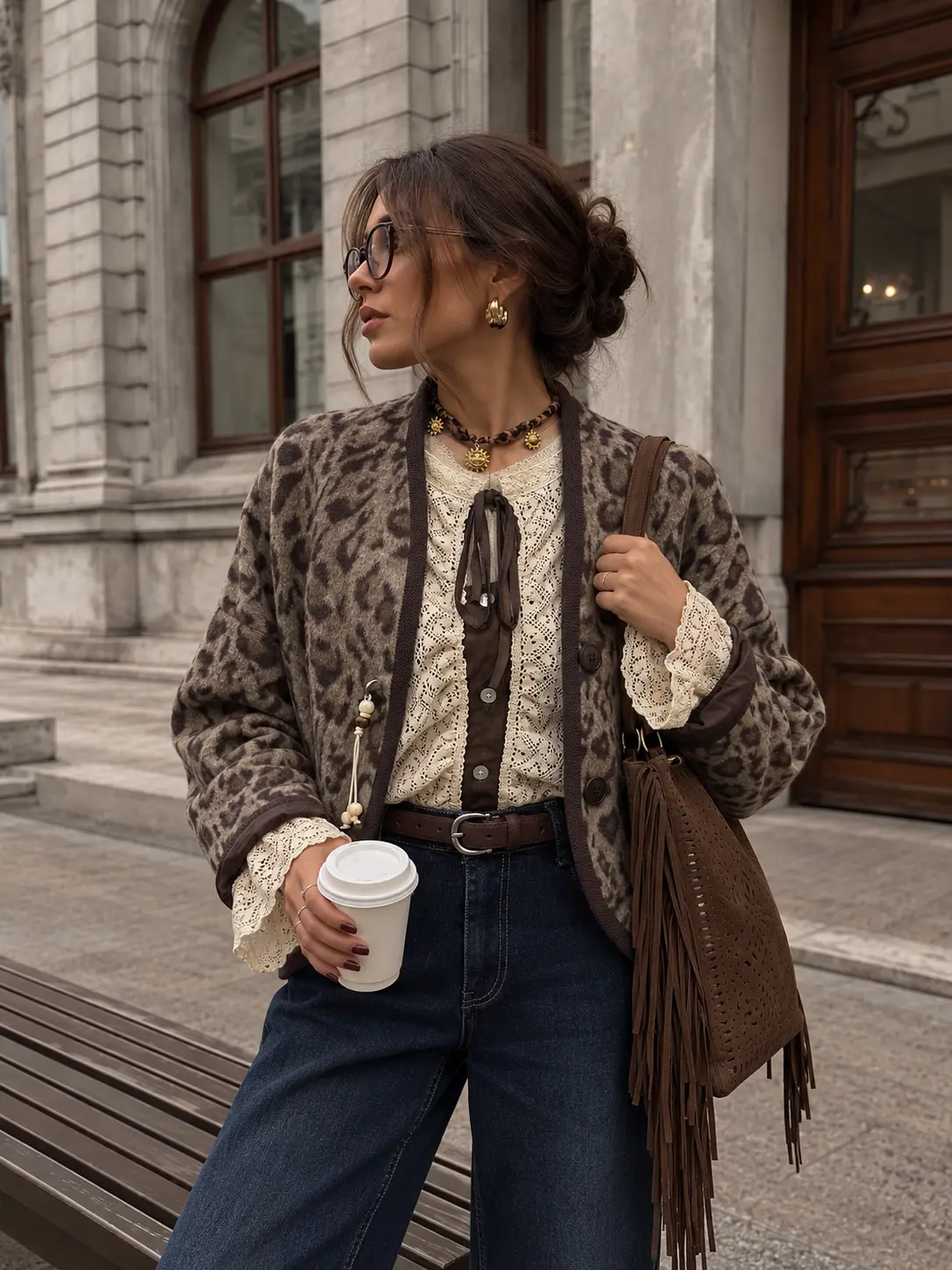 Editorial de Moda Urbana com Café e Franjas.webp