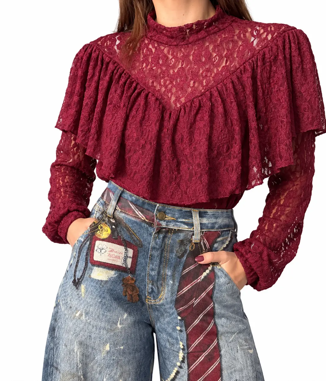 Retrato de moda com ganga decorada.webp